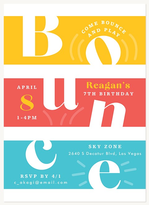 Let's Bounce Kids Birthday Invitations