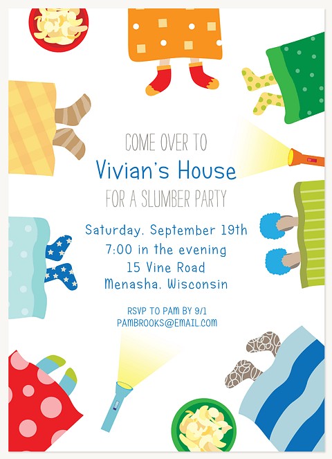 Pajamas & Pillows Kids Birthday Invitations