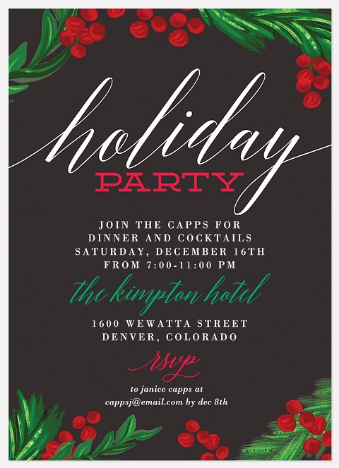 Painted Pine Holiday Party Invitations