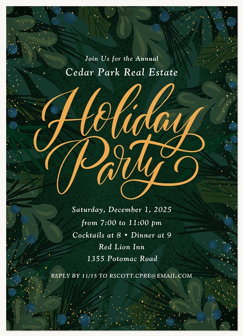 Juniper Sprigs Holiday Party Invitations