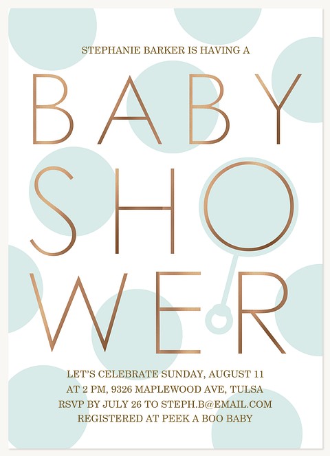 Polka Dot Rattle Baby Shower Invites