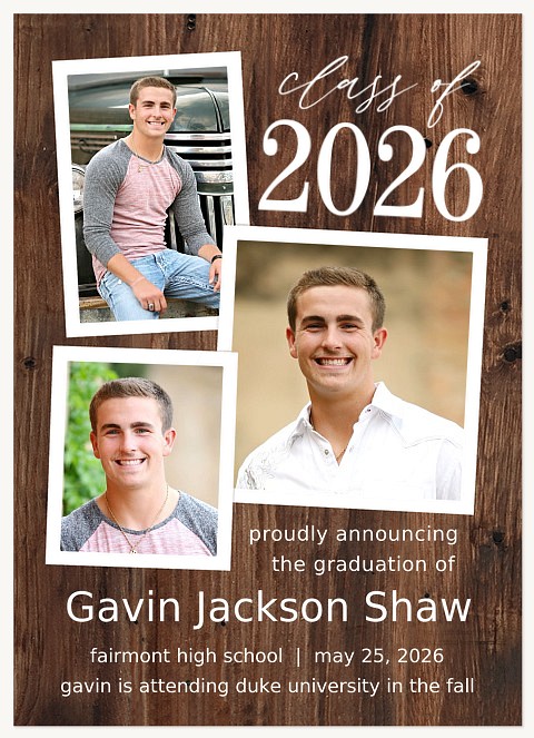 Knotted Wood Graduation Announcements