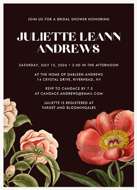 Twilight Blooms Bridal Shower Invitations