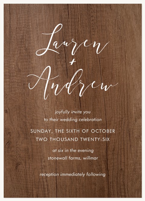 Etched in Wood Wedding Invitations