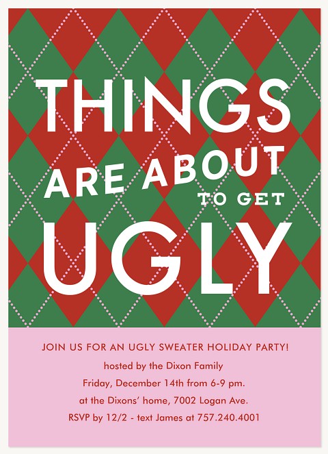 Argyle Sweater Holiday Party Invitations