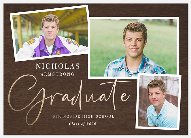 Woodgrain Snapshots Graduation Cards