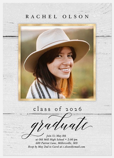 Luxe Woodgrain Graduation Cards