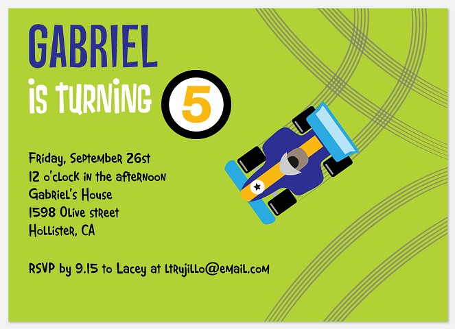 Pit Stop Party Kids' Birthday Invitations