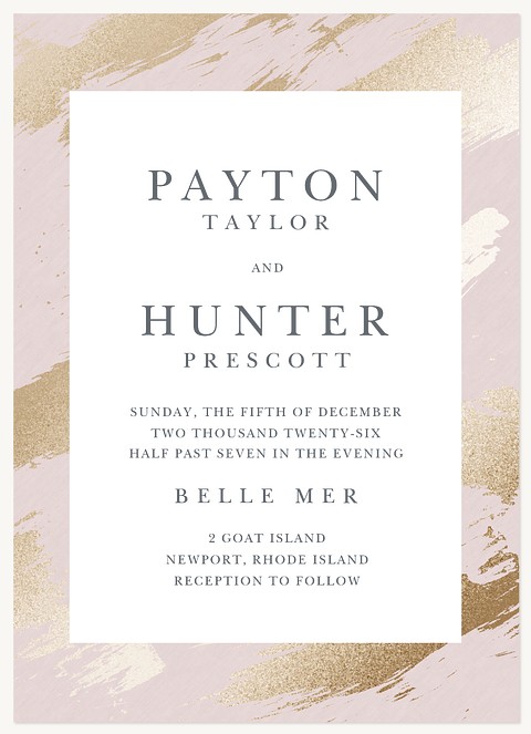 Golden Brush Wedding Invitations