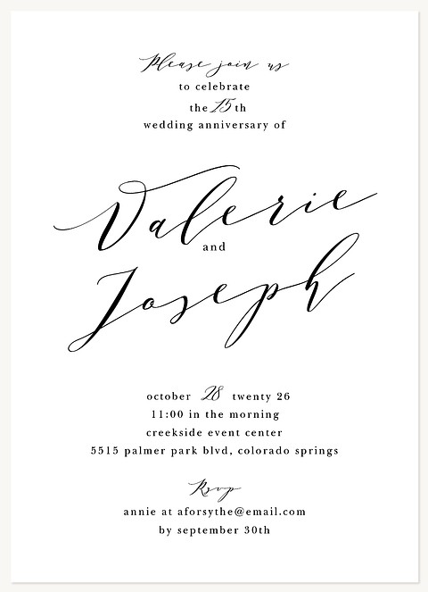 Calligraphic Duo Wedding Anniversary Invitations
