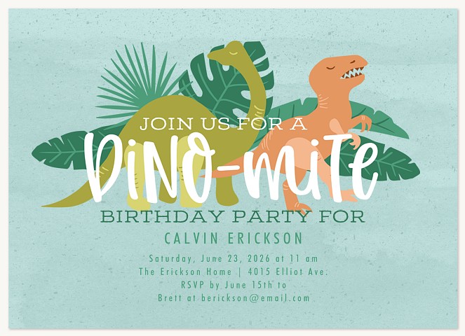 Dino-mite Kids Birthday Invitations