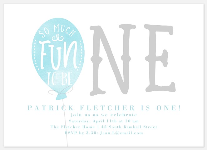 One Balloon Kids' Birthday Invitations