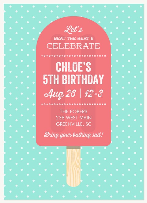 Sweet Popsicle  Kids Birthday Invitations