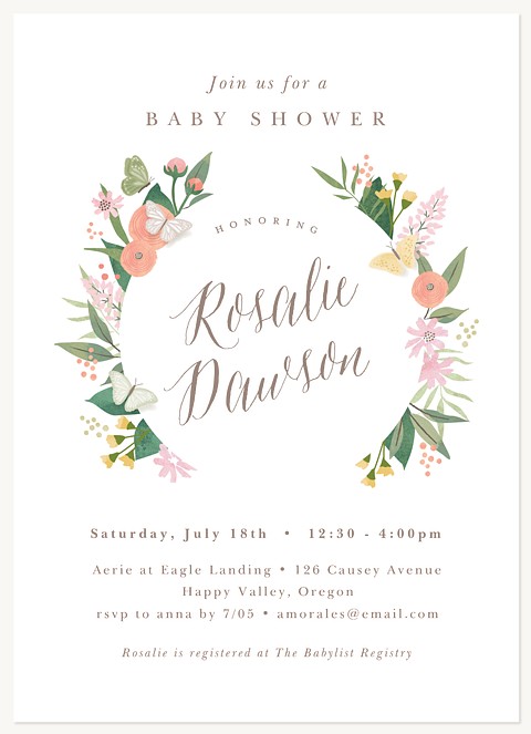 Butterfly Garden Baby Shower Invites