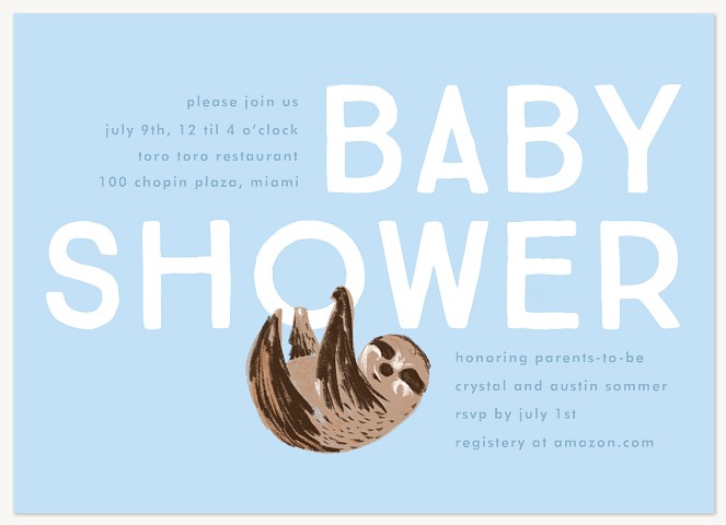 Baby Sloth Baby Shower Invites