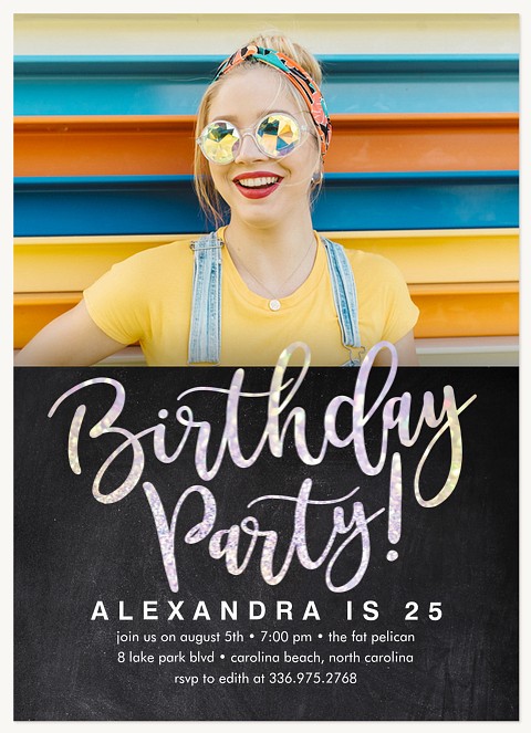 Holographic Party Adult Birthday Party Invitations