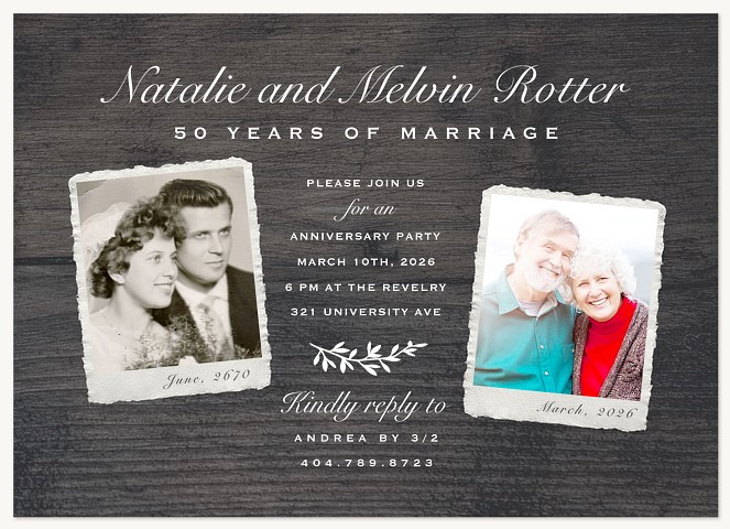 Then & Now Wedding Anniversary Invitations
