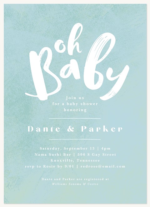 Oh Baby Blue Baby Shower Invites