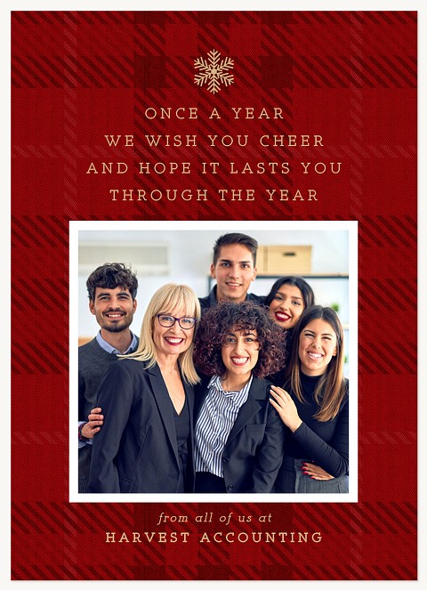Cheerful Plaid Business Holiday Cards