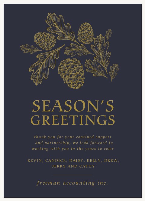 Engraved Pinecones Business Holiday Cards