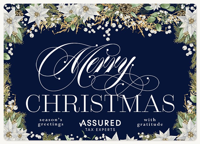 Poinsettia & Pine Holiday & Christmas Magnet Cards