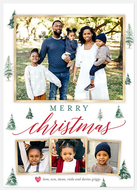 Watercolor Pines Holiday Photo Cards