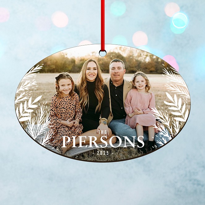 Frosted Foliage Personalized Ornaments