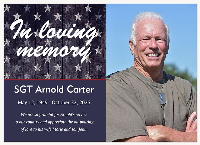 Patriotic Memorial Memorial & Sympathy Cards