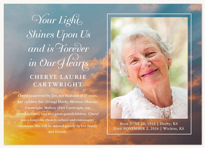 Sunset Memorial & Sympathy Cards