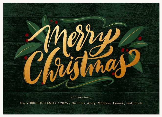 Brushy Lettering Personalized Holiday Cards