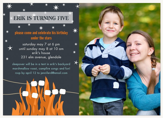 Campfire Days Boy Birthday Party Invitations