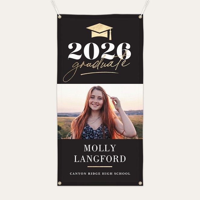Golden Cap Graduation Photo Banner  Custom Banners