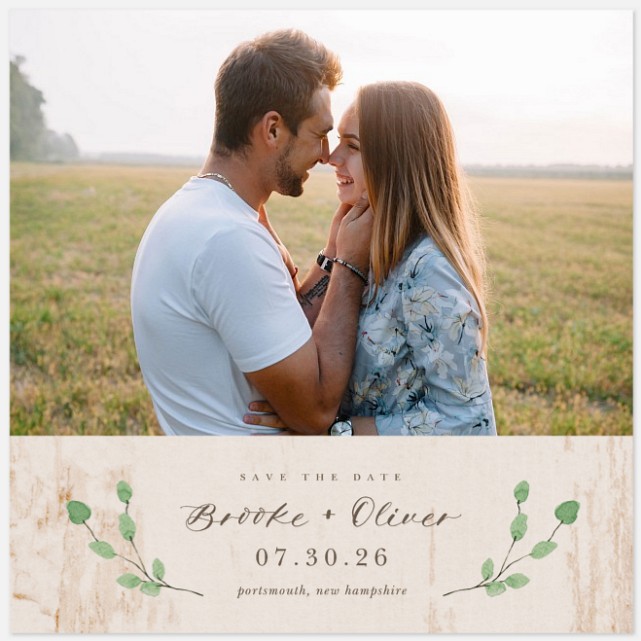 Rustic Eucalyptus Save the Date Photo Cards