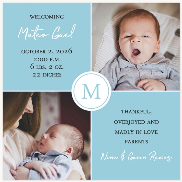 Blue Blocks Baby Announcements