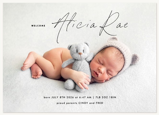 Delicate Debut Baby Announcements