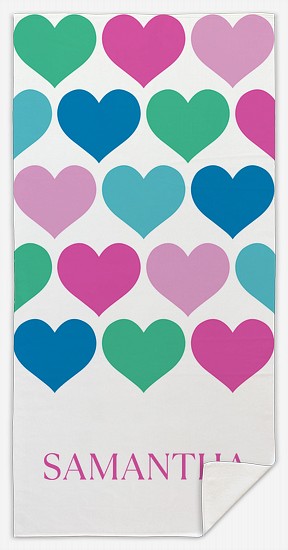 Colorful Hearts Custom Beach Towels