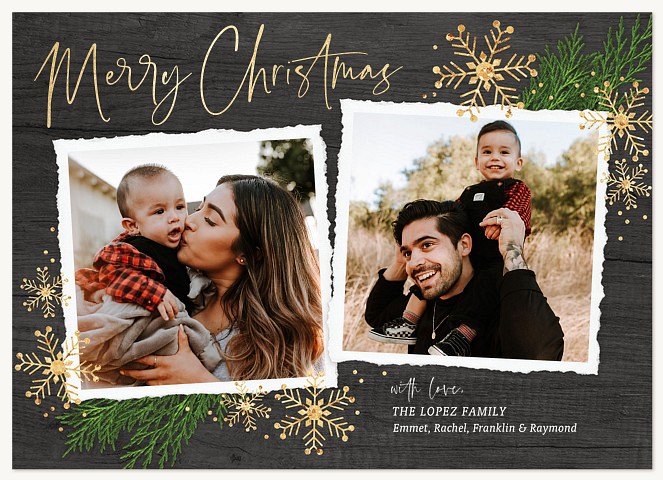 Glitzy Cabin Personalized Holiday Cards