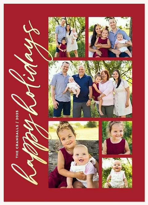 Vertical Script Personalized Holiday Cards