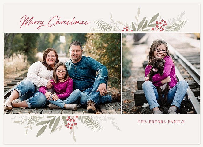 Soft Wreath Personalized Holiday Cards