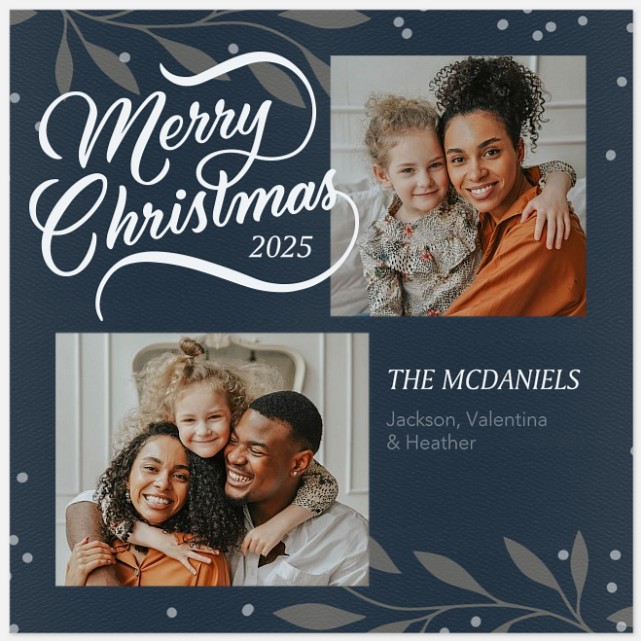 Blue Christmas Holiday Photo Cards