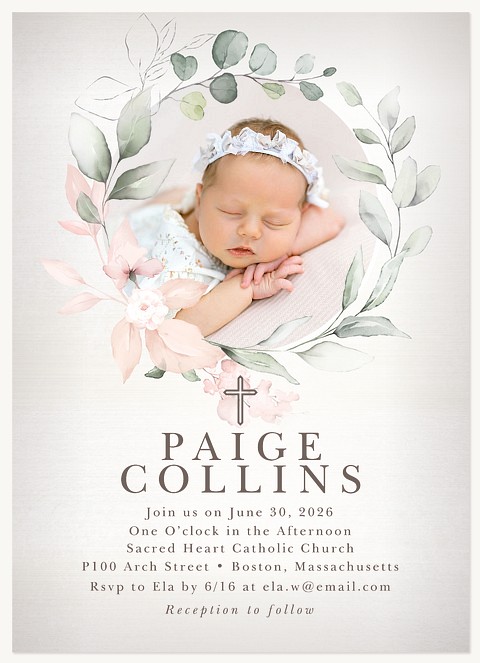 Watercolor Wreath Baptisms & Christening Invitations