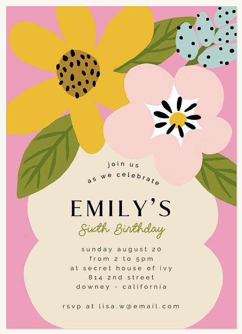 Flower Power Kids Birthday Invitations