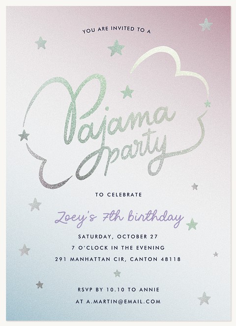 Starry Sleepover Kids Birthday Invitations
