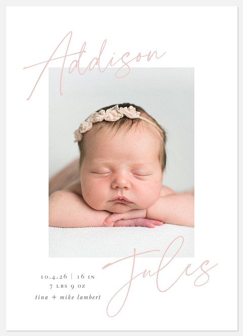 Handwritten Names Baby Birth Announcements