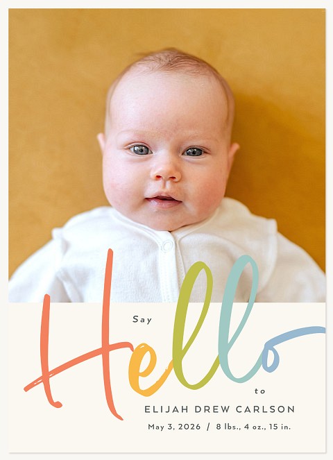 Rainbow Script Baby Announcements