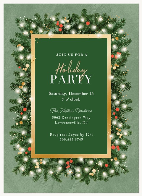 Glowing Pines Holiday Party Invitations