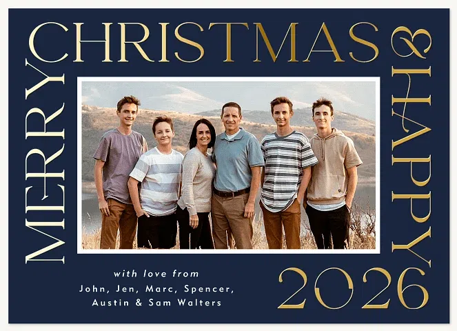 Typed Frame Personalized Holiday Cards