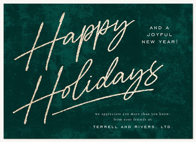 Glamorous Script Business Holiday Cards
