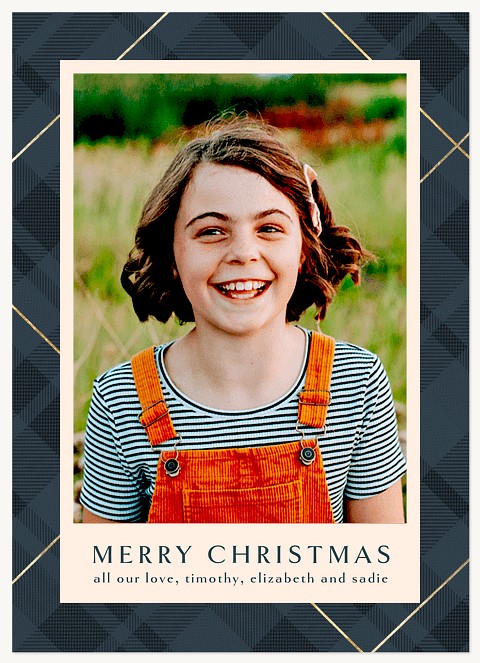 Glitzy Plaid Snapshot Personalized Holiday Cards