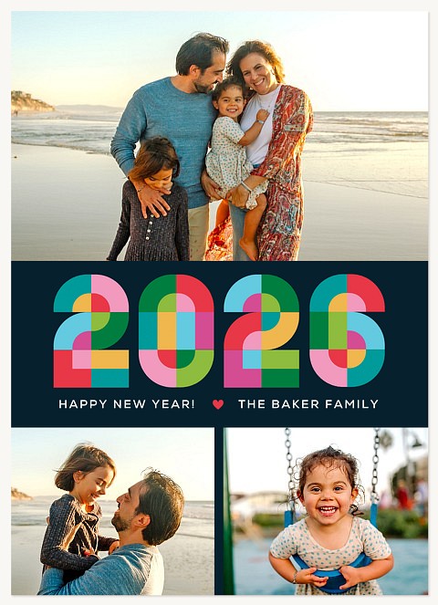 Number Blocks Personalized Holiday Cards